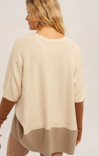 Load image into Gallery viewer, Neutral color block dolman sleeve open cardigan
