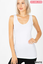 Load image into Gallery viewer, White SCOOP NECK SEAMLESS TANK T
